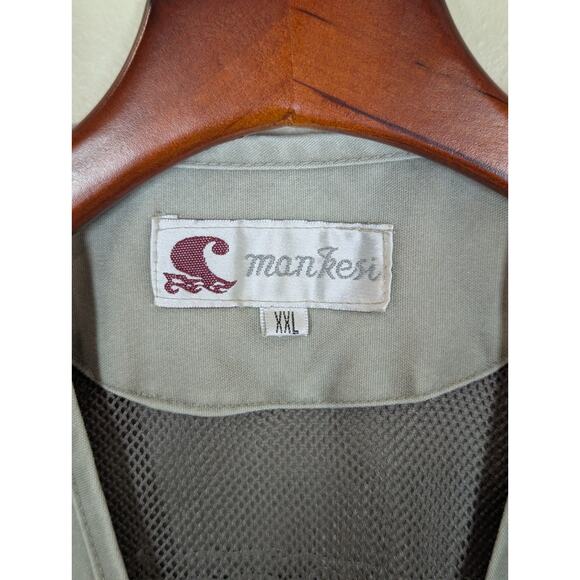 Vintage Fishing Vest Size XXL Beige Khaki Canvas Multiple Pockets Mankesi - Picture 2 of 6